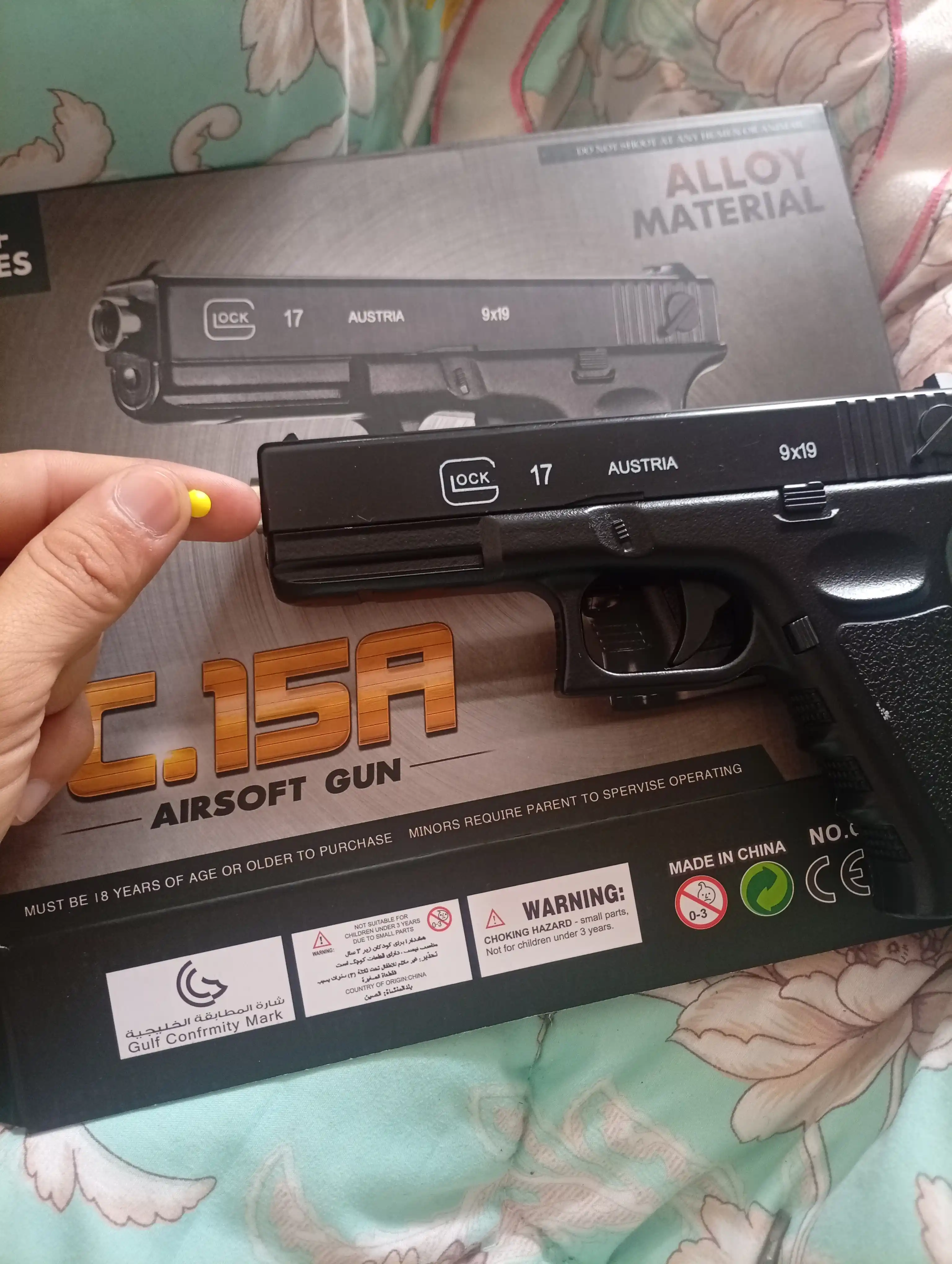 Glock AirSoft quroli, bolalar uchun metall to'pponcha, pnevmatik