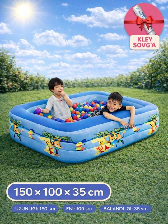 Puflanadigan bolalar basseyni,puflanadigan bolalar hovuzi,naduvnoy basseyn,150X100X35 - 