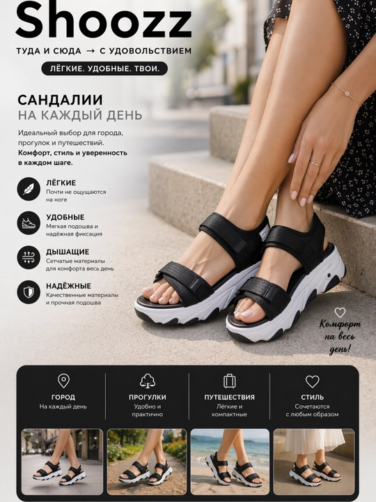 Женские сандалии на платформе - 