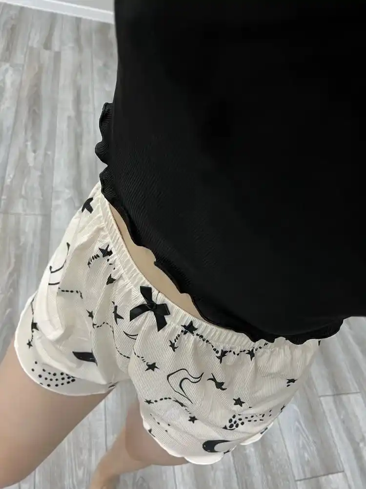 Ayollar uch kiyimli pijamasi, ustki kiyim, shortik va shim, uy uchun to‘plam, qizlar uchun
