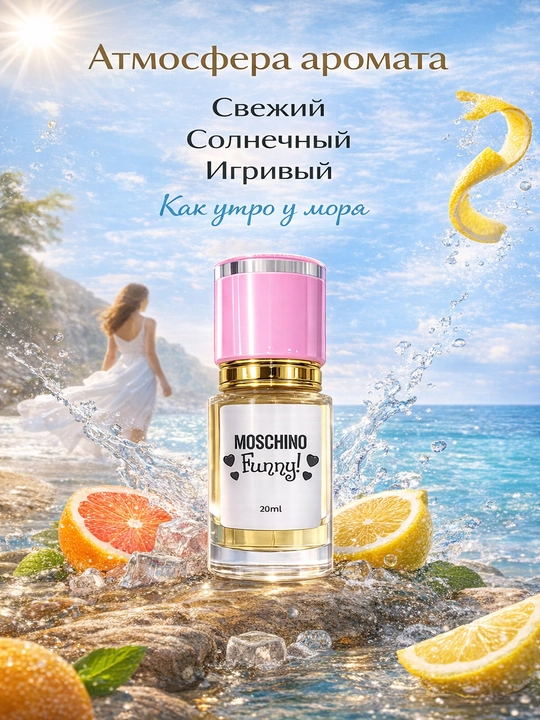 Moschino Funny духи женские — свежий цитрусово-цветочный аромат, стойкий парфюм с шлейфом