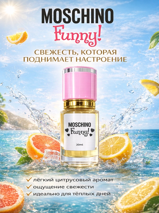 Moschino Funny духи женские — свежий цитрусово-цветочный аромат, стойкий парфюм с шлейфом - 