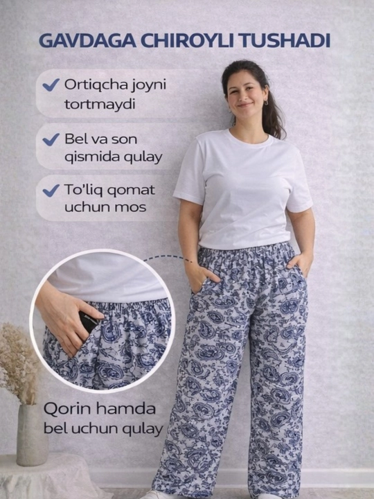 Kulot shimlar, yozgi, katta o'lchamli, 54-60