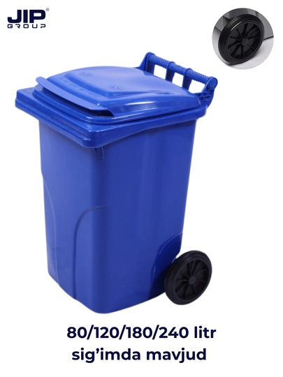 Chiqindi uchun plastik urna, chiqindi idishi, g'ildirakli - 
