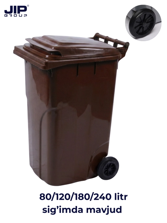 Chiqindi uchun plastik urna, chiqindi idishi, g'ildirakli - 