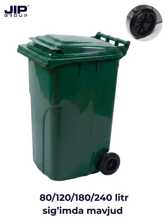 Chiqindi uchun plastik urna, chiqindi idishi, g'ildirakli - 