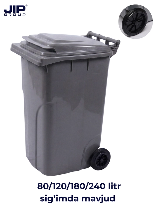 Chiqindi uchun plastik urna, chiqindi idishi, g'ildirakli - 