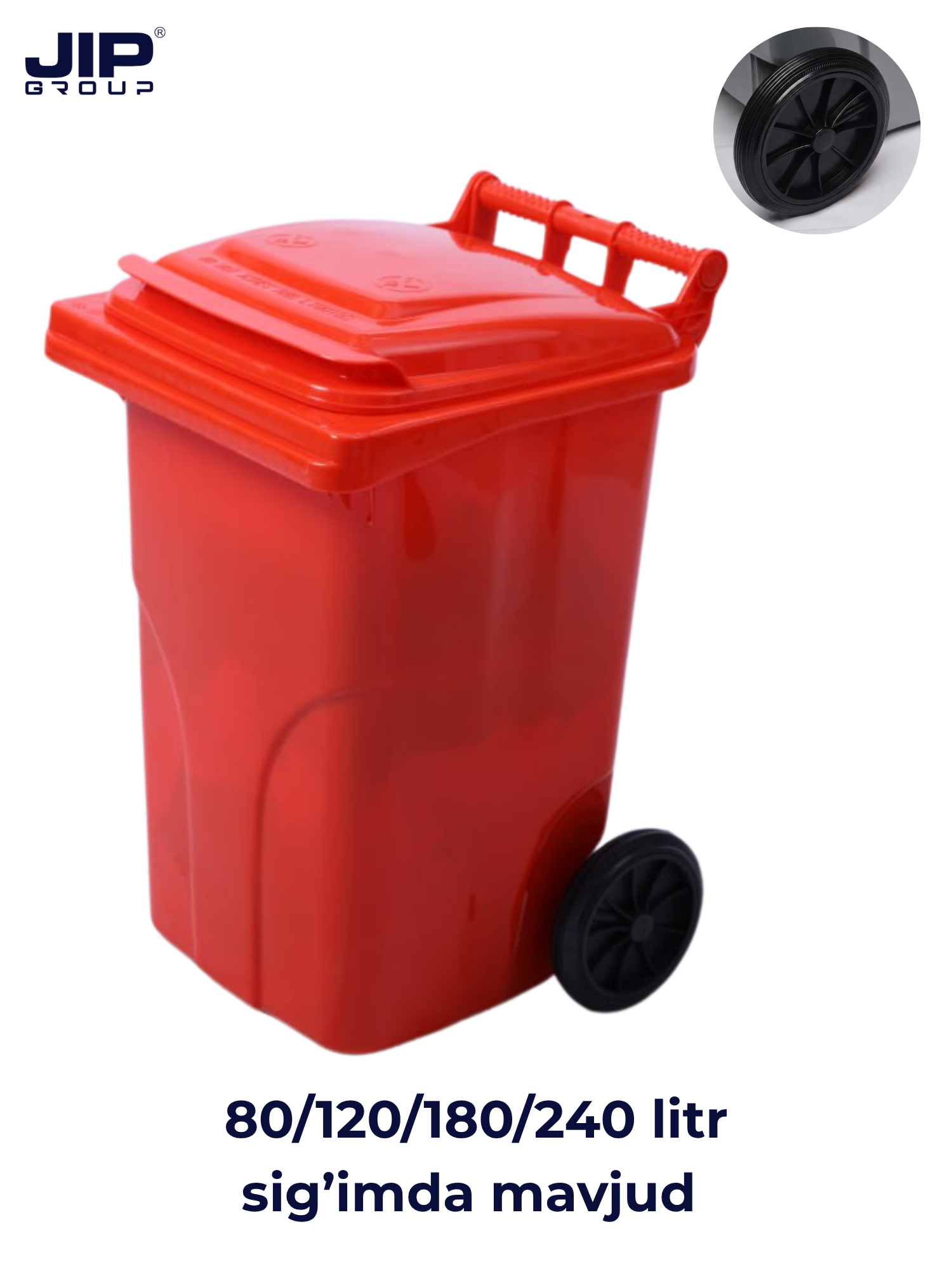 Chiqindi uchun plastik urna, chiqindi idishi, g'ildirakli - 