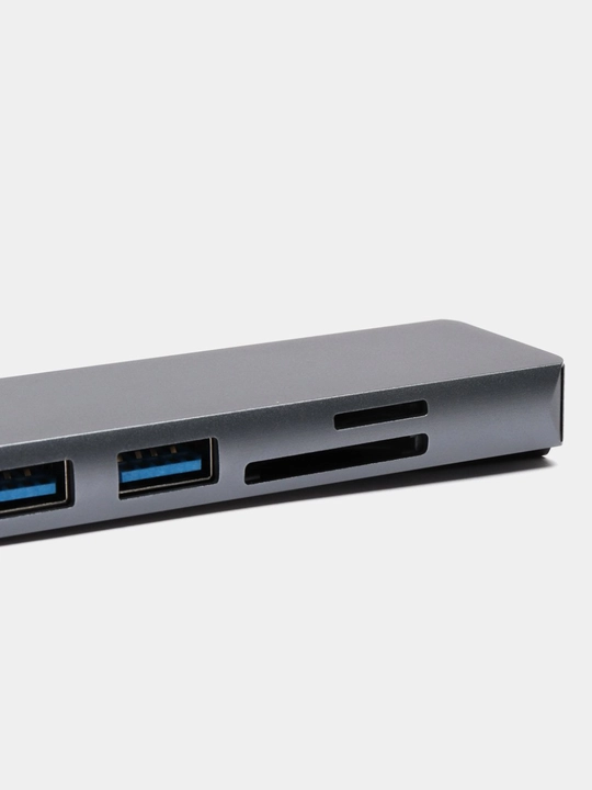 Type C HUB A+C — 8 portli universal adapter konsentrator, qulay o‘tkazgich