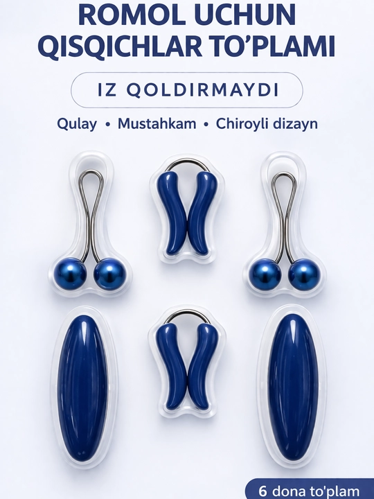 Hijob Qisqichlari 6 dona – iz Qoldirmaydi, Mustahkam va Qulay - 