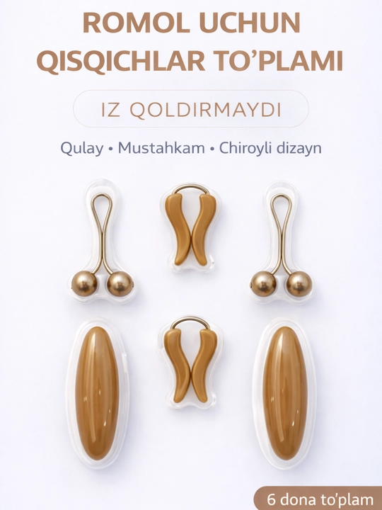 Hijob Qisqichlari 6 dona – iz Qoldirmaydi, Mustahkam va Qulay - 