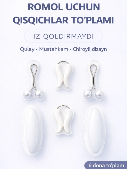 Hijob Qisqichlari 6 dona – iz Qoldirmaydi, Mustahkam va Qulay - 