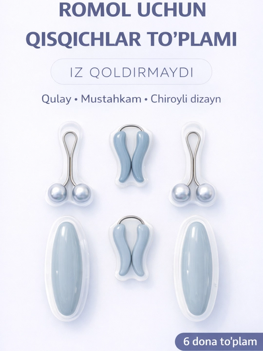 Hijob Qisqichlari 6 dona – iz Qoldirmaydi, Mustahkam va Qulay - 