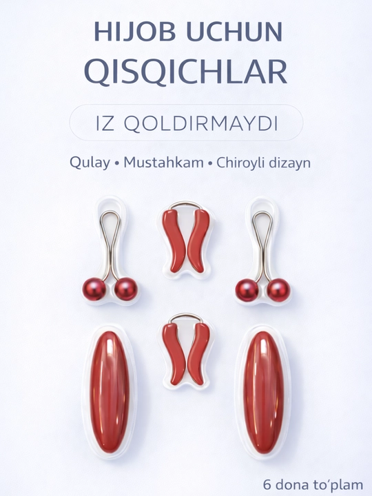 Hijob Qisqichlari 6 dona – iz Qoldirmaydi, Mustahkam va Qulay - 