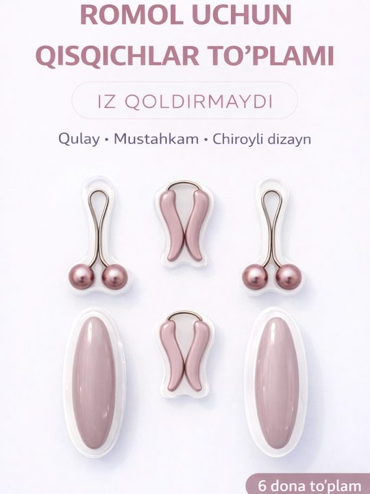 Hijob Qisqichlari 6 dona – iz Qoldirmaydi, Mustahkam va Qulay - 