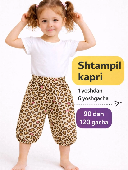 Qizlar uchun yozgi kapri shortiklar, yumshoq, qulay, bolalar kiyimi, 1 yoshdan 6 yoshgacha - 
