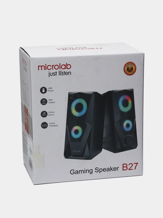 Компьютерные колонки Microlab B-27 RGB 10W, USB питание, AUX 3.5 мм, стерео система 2.0 - 