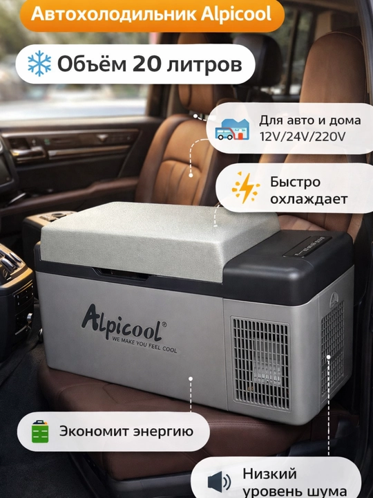 Автохолодильник Alpicool 20 л портативный морозильник до -20°C - 