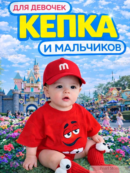 Bolalar kepkalari M&M, bolalar yozgi kepkasi, somon shlyapa - 