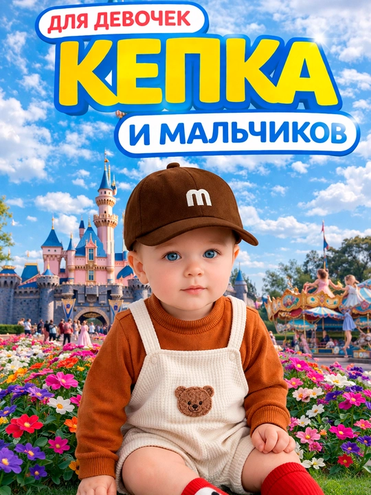 Bolalar kepkalari M&M, bolalar yozgi kepkasi, somon shlyapa - 