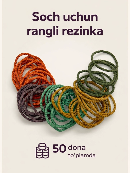Qizlar uchun soch turmagi (rezinkalar). Tuplamda 32 va 50 dona - 