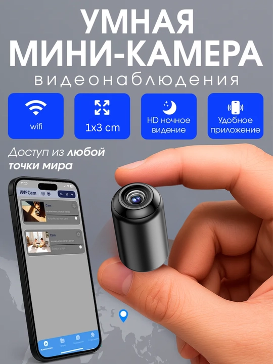 Мини Wi-Fi камера видеонаблюдения для дома и личной безопасности