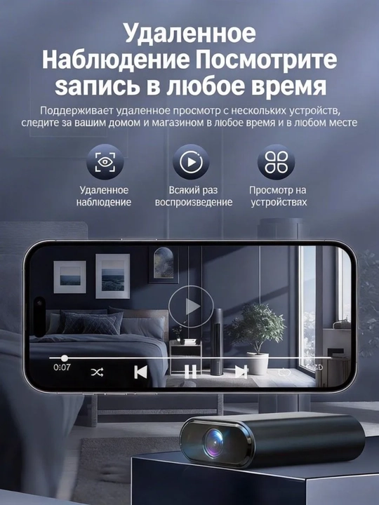 Мини Wi-Fi камера видеонаблюдения для дома и личной безопасности