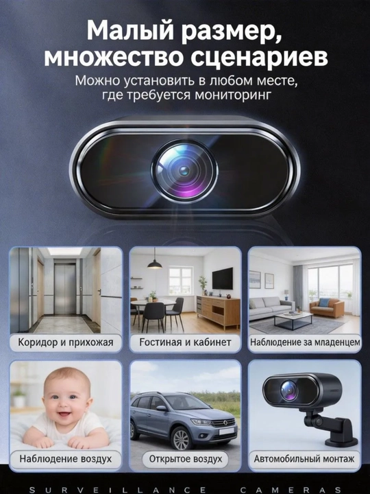 Мини Wi-Fi камера видеонаблюдения для дома и личной безопасности