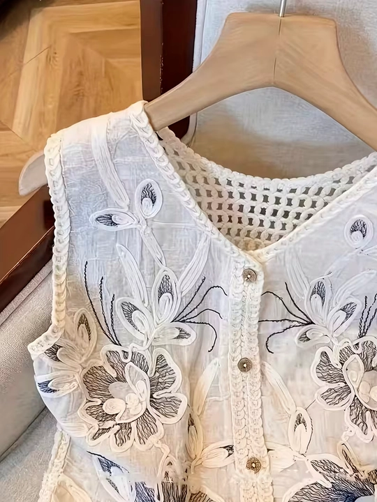 Gulli kashta bilan bezatilgan, boho uslubidagi ayollar jileti, yozgi ustki kiyim