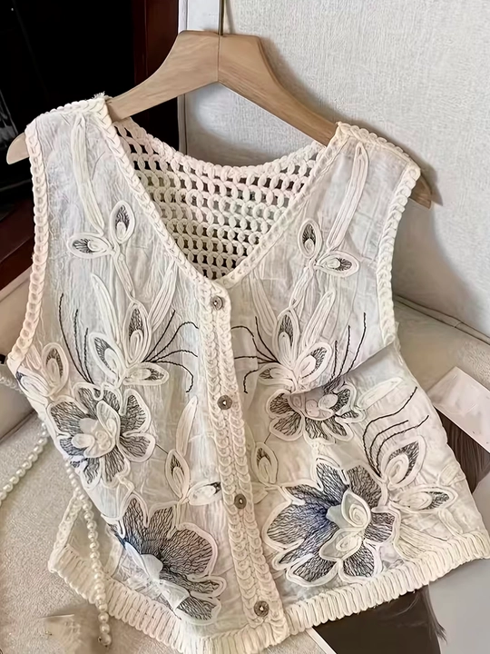 Gulli kashta bilan bezatilgan, boho uslubidagi ayollar jileti, yozgi ustki kiyim - 