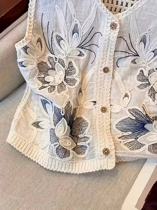 Gulli kashta bilan bezatilgan, boho uslubidagi ayollar jileti, yozgi ustki kiyim