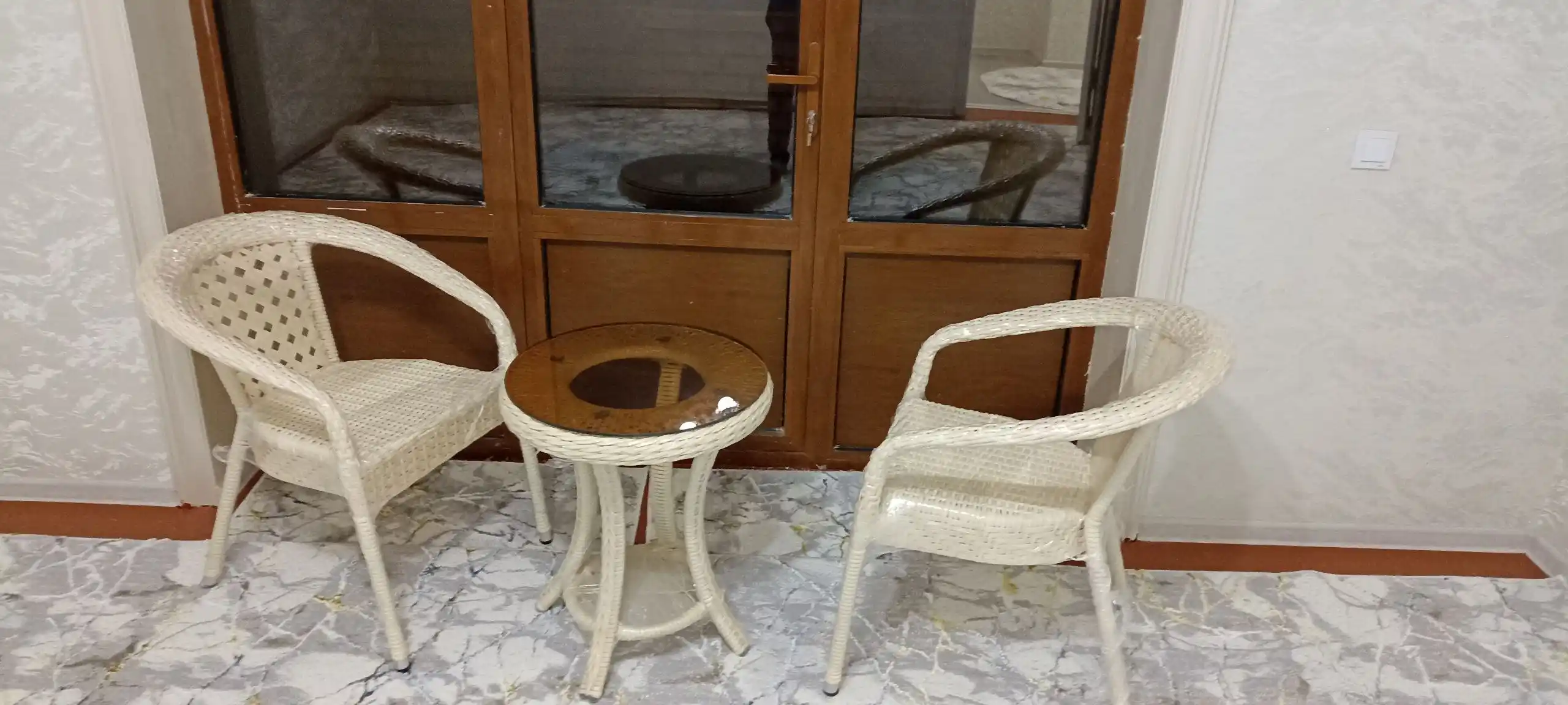 CHINAR DECO bog' mebellari komplekti, 1 stol va 2 ta kreslo, eko-rotang, uy va kocha uchun