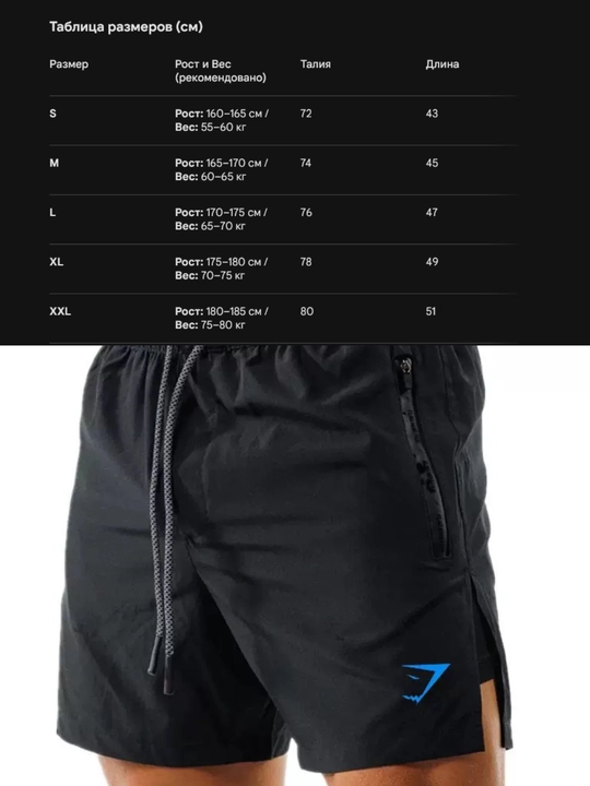 Erkaklar uchun sport shortiklar GYMSHARK, YOUNGLA
