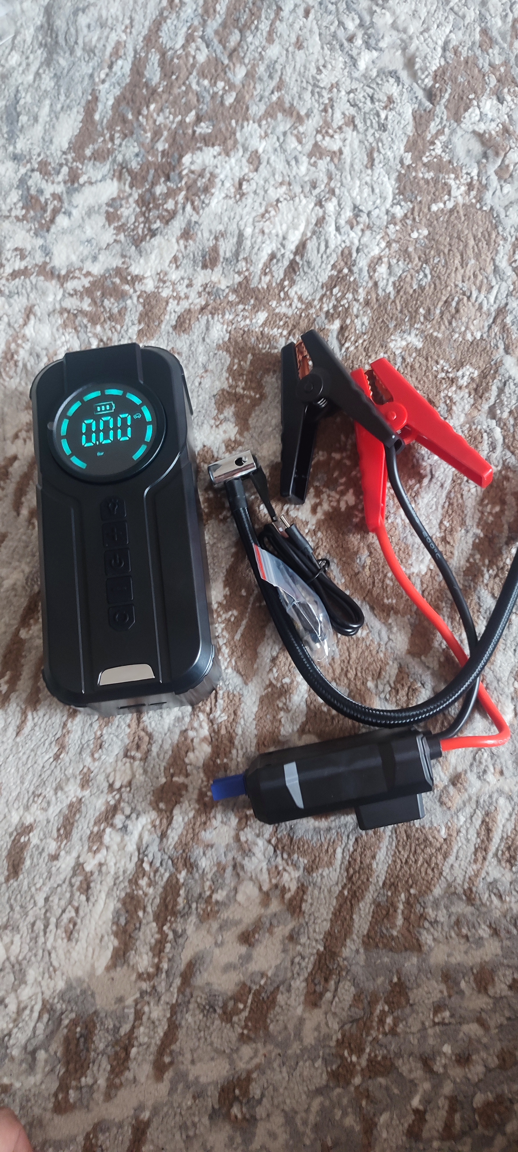 Avtomobilni ishga tushirish va quvvatlash moslamasi, Starter 10000 mAh + kompressor, nasos