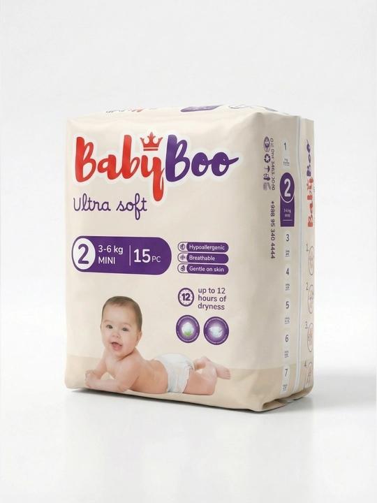 Подгузники BabyBoo UltraSoft на липучках, для новорожденных, №1 mini, 2-5 кг, 16 шт