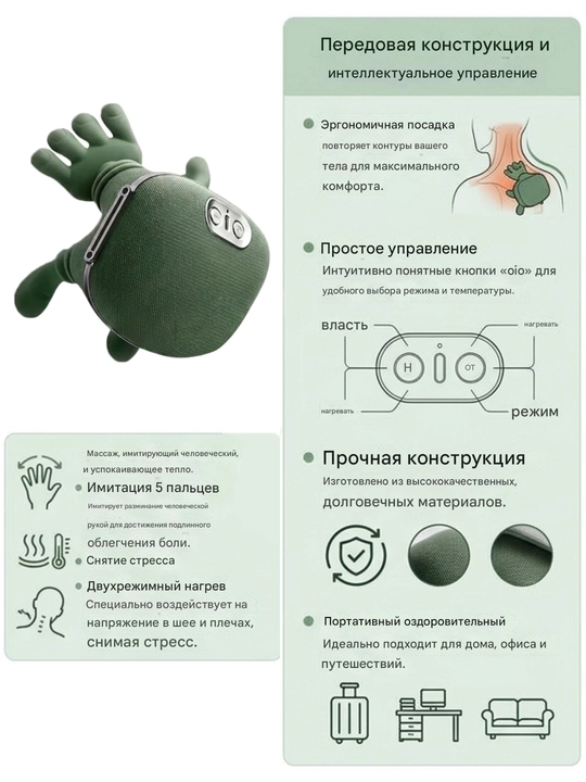 Массажер для шеи и плеч с 5 пальцами, имитация ручного массажа