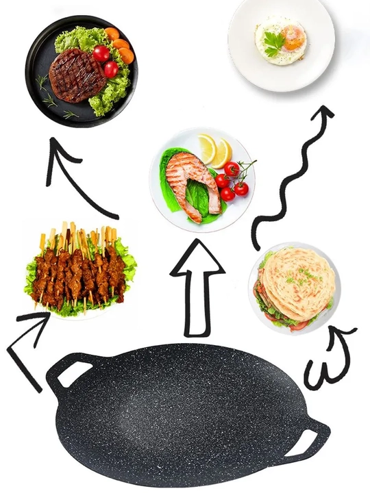 Po'latdan yasalgan 38 smli sabj tovasi, yopishmaydigan qoplamali yassi grill-tova