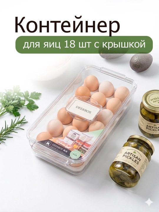 Контейнер для яиц 18 шт с крышкой - 