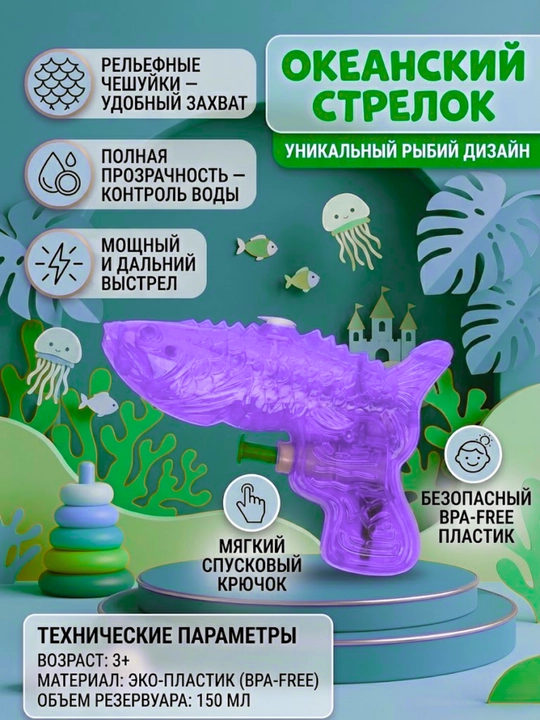Детский водяной пистолет, игрушка, распылитель воды, летний бластер - 