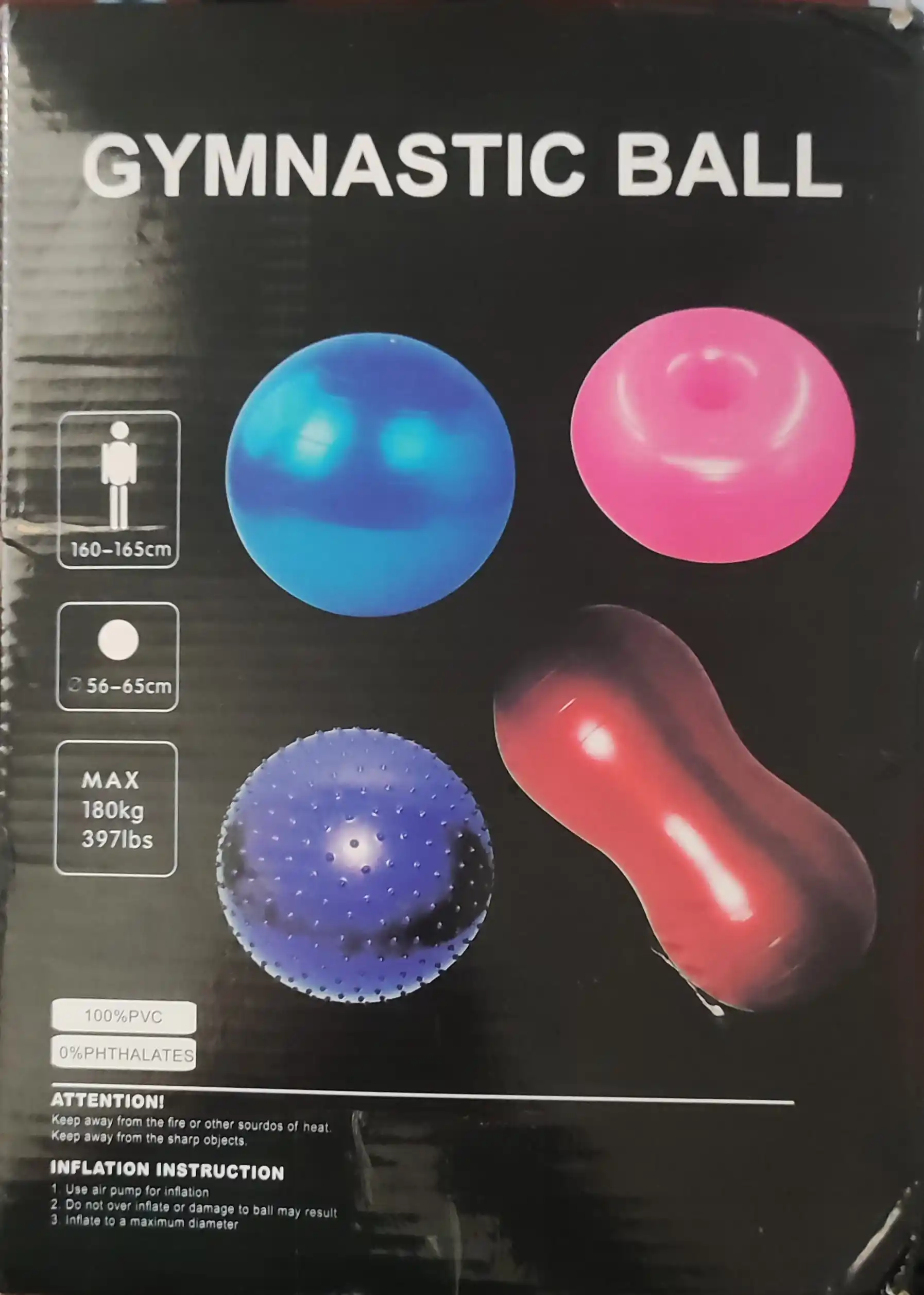 Мяч для фитнеса с шипом Fitball, фитбол 75-85-95 см, с насосом