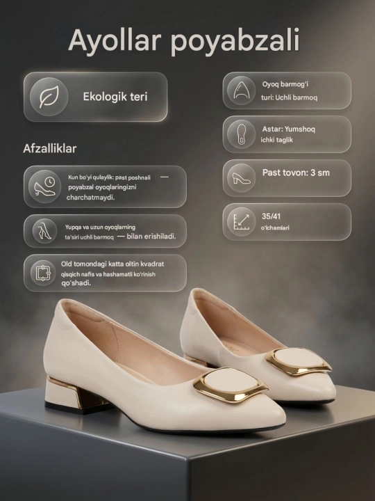 Klassik nafis ayollar tuflilari, past poshnali tuflilar,haqiqiy charmdan
