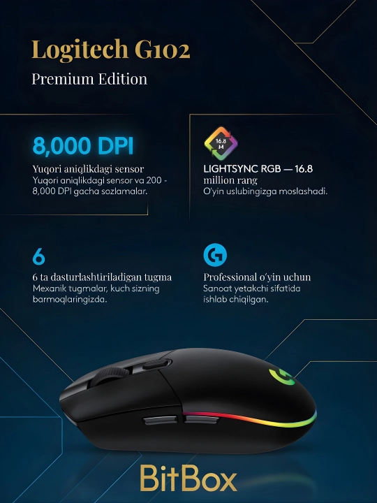 Har bir harakat nazoratda: 8000 DPI sensor va RGB effektlar bilan tezkor boshqaruv