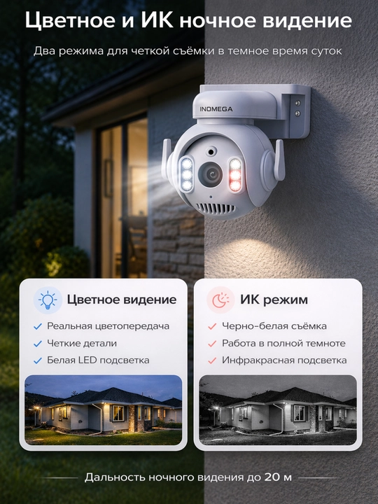 INQMEGA 5MP Wi-Fi PTZ IP kamera, IP65 tashqi, avto kuzatuv, tungi ko‘rish