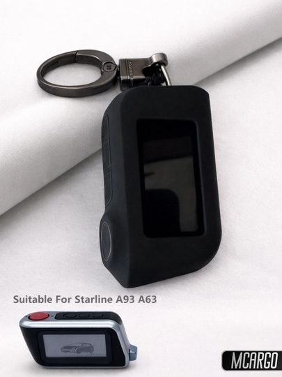 Силиконовый-TPUЧехол для ключа StarLine A93 A63, С брелоком, защитная крышка — MCARGO-STARLINE-ЧЕРН