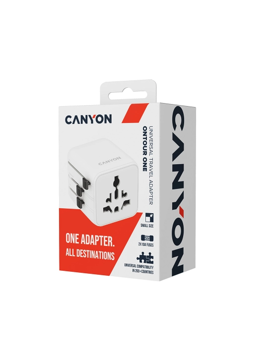 Дорожный адаптер Canyon OnTour, универсальный, с USB Type C, быстрая зарядка