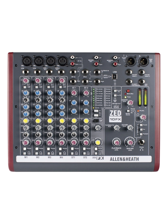 Allen & Heath ZED-10FX analog miksher pulti, 10 kanalli, USB va effektlar bilan - 