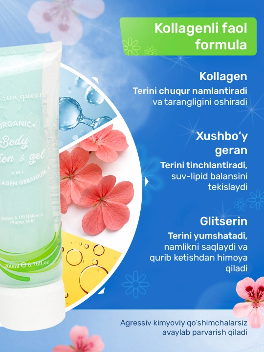 Гель и лосьон для тела Sun Queen Wonderful Beauty 2в1, 3 аромата 200мл
