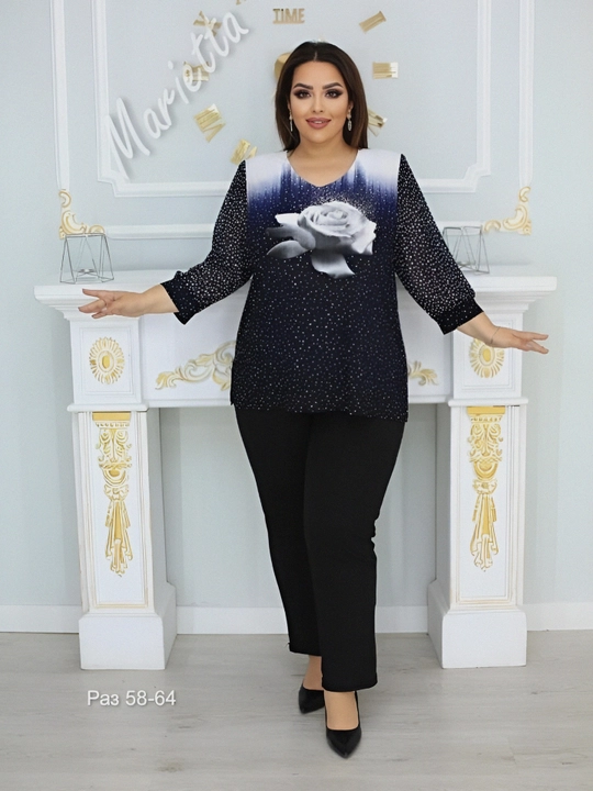 Elegant triko bluzka, katta hajmli - 