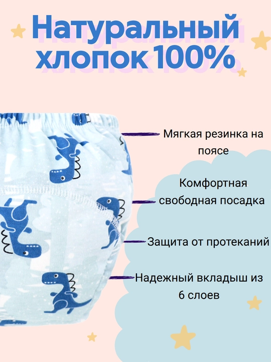 Kichkintoylar uchun ko‘p marta ishlatiladigan tagliklar va trusiklar, 3 dona to‘plam