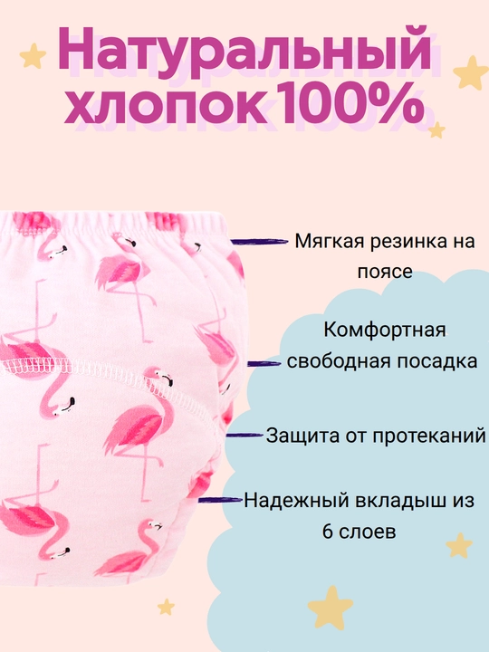 Многоразовые подгузники трусики для малышей, набор 3 шт
